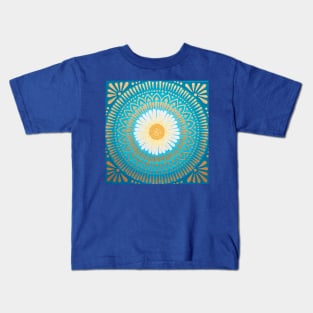 Teal and Gold Mandala Kids T-Shirt